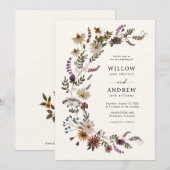 Boho Herfst Floral Wedding Kaart (Voorkant / Achterkant)