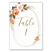 Boho Herfst Floral Wedding Table Number Kaart (Achterkant)