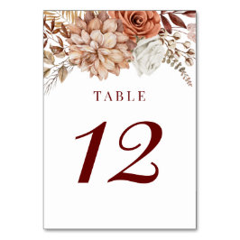 Boho Herfst Floral Wedding Table Number Kaart