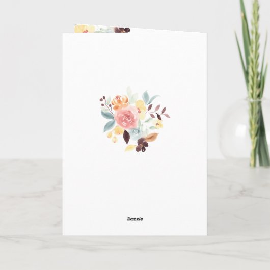 Boho herfst florale waterverf verjaardag 7 fotoroo kaart (Achterkant)