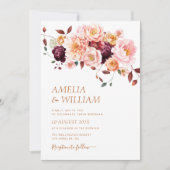 boho herfst florals bruiloft Uitnodiging (Voorkant)