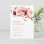 boho herfst florals bruiloft Uitnodiging (Staand voorkant)