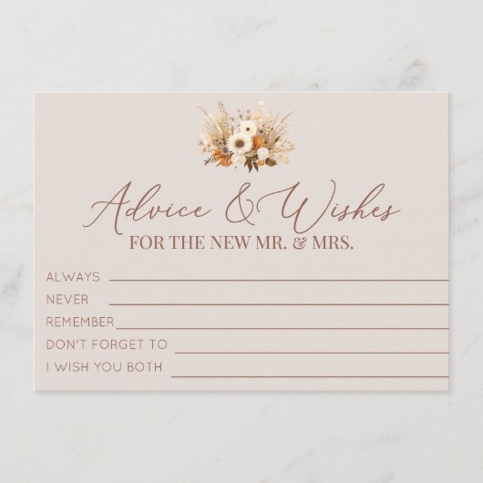 Boho Herfst Flowers Advies en Wensen Informatiekaartje (Voorkant)