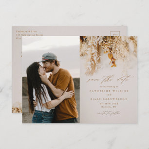 Boho Herfst Flowers Foto Weddenschap Save the Date Aankondigingskaart