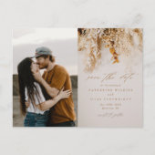 Boho Herfst Flowers Foto Weddenschap Save the Date Aankondigingskaart (Voorkant)