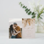 Boho Herfst Flowers Foto Weddenschap Save the Date Aankondigingskaart (Staand voorkant)