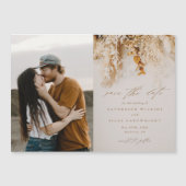 Boho Herfst Flowers Foto Weddenschap Save the Date Magnetische Uitnodiging (Voorkant)