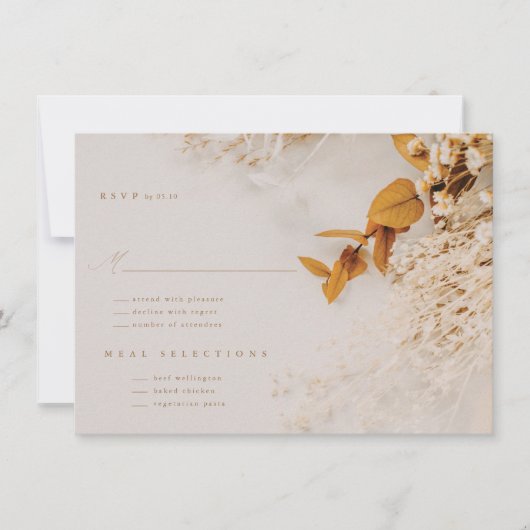 Boho Herfst Flowers RSVP-kaart Kaart (Voorkant)