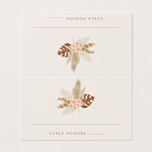 Boho Herfst Flowers Rustic Outdoor Wedding Kaart (Buitenkant ongevouwen)