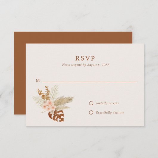 Boho Herfst Flowers Rustic Outdoor Wedding RSVP Kaartje (Voorkant / Achterkant)