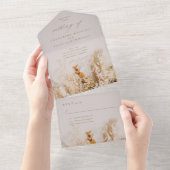 Boho Herfst Flowers Wedding All In One Uitnodiging (Afscheurbaar)