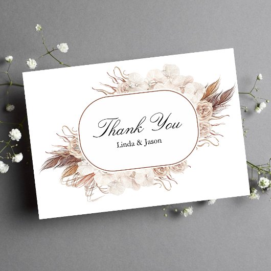 Boho Herfst Flowers Wedding Bedankt Card Kaart