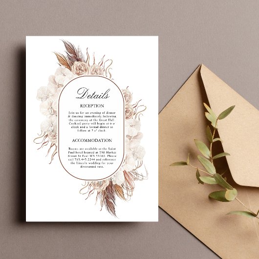 Boho Herfst Flowers Wedding Enclosure Kaart