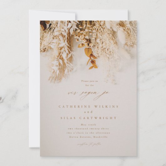 Boho Herfst Flowers Wedding Kaart (Voorkant)