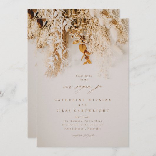 Boho Herfst Flowers Wedding Kaart (Voorkant / Achterkant)