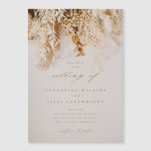 Boho Herfst Flowers Wedding Magnetische Uitnodiging (Voorkant)