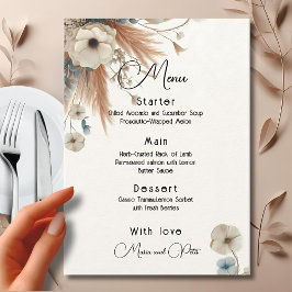 Boho Herfst Flowers Wedding Menu