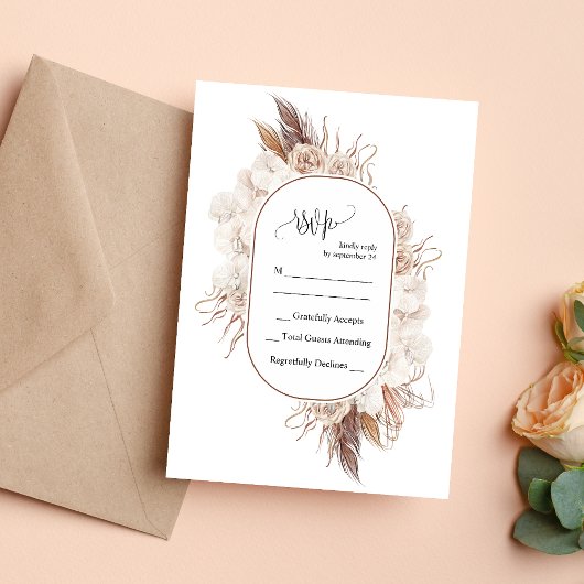 Boho Herfst Flowers Wedding RSVP Kaart