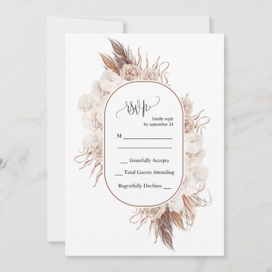 Boho Herfst Flowers Wedding RSVP Kaart (Voorkant)