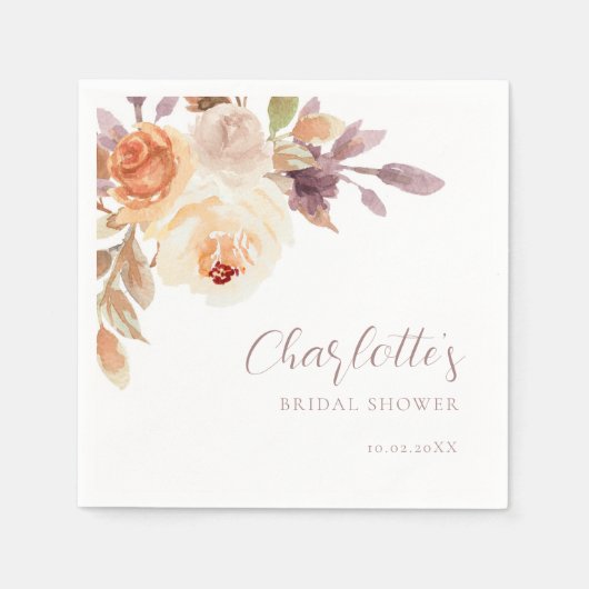 Boho Herfst Foliage Rozen Vrijgezellenfeest Servet (Voorkant)