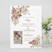 Boho herfst foto bruiloft uitnodiging. kaart (Staand voorkant)