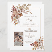 Boho herfst foto bruiloft uitnodiging. kaart (Voorkant / Achterkant)