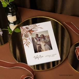 Boho Herfst Foto Trouwtafel Nummer Bedankkaart