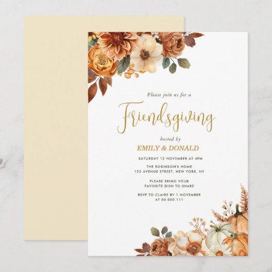 Boho herfst Friendsgiving Kaart (Voorkant / Achterkant)