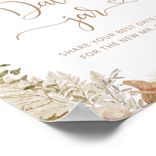 Boho Herfst gaat 's nachts over. Boho pumpkin Date Poster (Hoek)