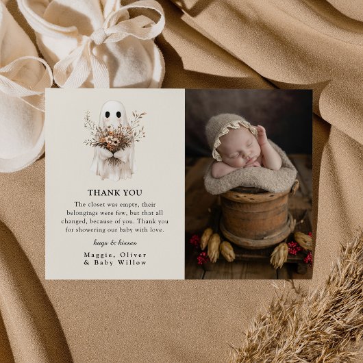 Boho Herfst Geest Wilde Bloem Baby Shower  Bedankkaart