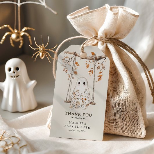 Boho Herfst Ghost Baby shower Dank u gunst Cadeaulabel