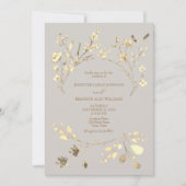 Boho Herfst Goud Wilde Bloemen Trouw Uitnodiging (Voorkant)