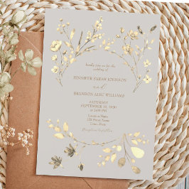 Boho Herfst Goud Wilde Bloemen Trouw Uitnodiging