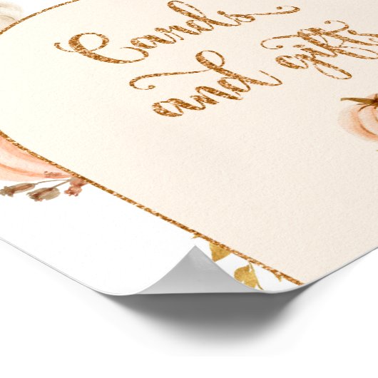 Boho herfst gouden bloemenpompoen kaarten en gesch poster (Hoek)