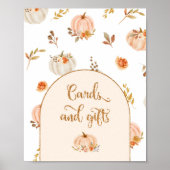 Boho herfst gouden bloemenpompoen kaarten en gesch poster (Voorkant)