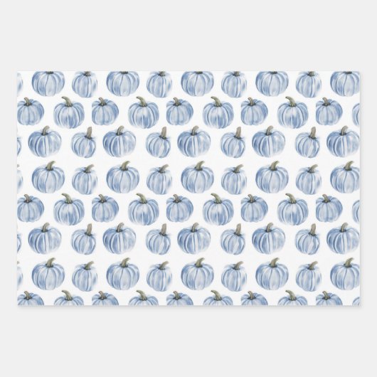 Boho Herfst grijs pastel blauw pompoen Waterverf Inpakpapier Vel (Voorkant 2)