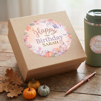 Boho Herfst Halloween Verjaardag Custom Ronde Sticker