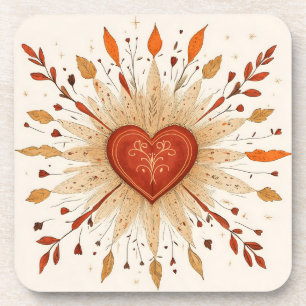 Boho Herfst Hart Illustratie Bier Onderzetter