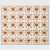 Boho Herfst Hart Illustratie Cadeaupapier (Vlak)