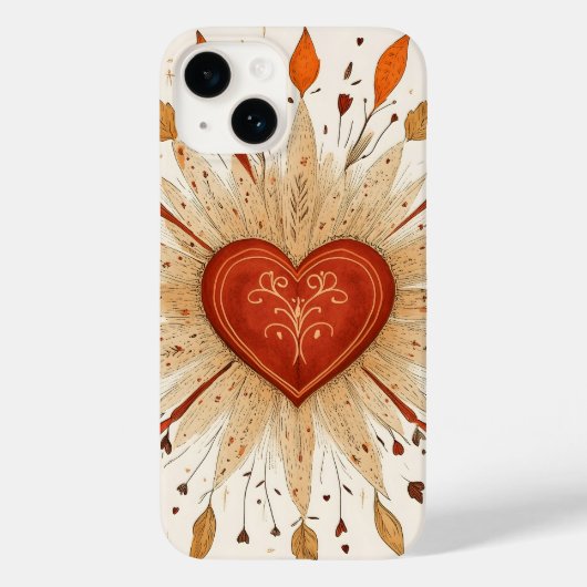 Boho Herfst Hart Illustratie Case-Mate iPhone Case (Achterkant)
