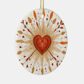 Boho Herfst Hart Illustratie Keramisch Ornament (Rechts)