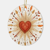 Boho Herfst Hart Illustratie Keramisch Ornament (Links)