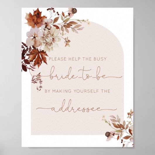 Boho-herfst help de drukke bruid een envelop adres poster (Voorkant)