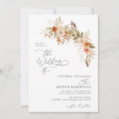 Boho Herfst herfst Bloemen bruiloft Uitnodiging (Voorkant)