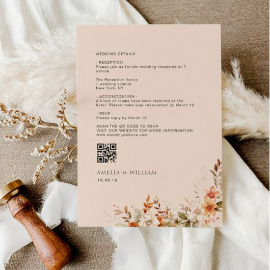 Boho Herfst herfst Bloemen bruiloft Uitnodiging