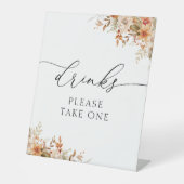 Boho Herfst herfst Bloemen drinken Teken Reclamebord Met Voetstuk (Voorkant)