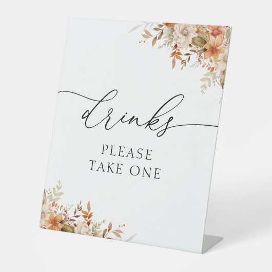 Boho Herfst herfst Bloemen drinken Teken Reclamebord Met Voetstuk (Voorkant)