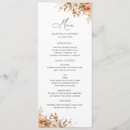 Boho Herfst herfst Bloemen Trouwmenu Menu