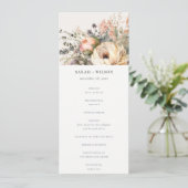 Boho Herfst herfst bloemenbundel bruiloft programm Kaart (Staand voorkant)