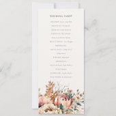 Boho Herfst herfst bloemenbundel bruiloft programm Kaart (Achterkant)